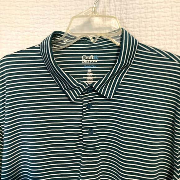 Croft & Barrow Men's 3-Button Polo Striped Golf Shirt Size XXL Green White - Picture 2 of 8